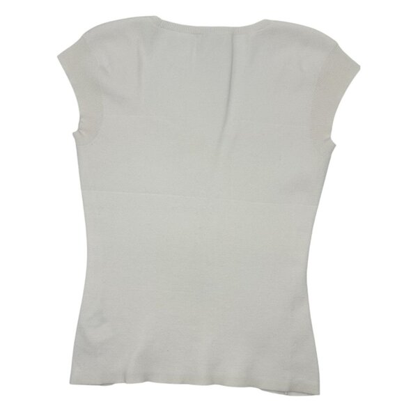 Club Monaco Womens Ivory Knit Scoop Neck Short Sleeve Top Size S - Picture 2 of 6